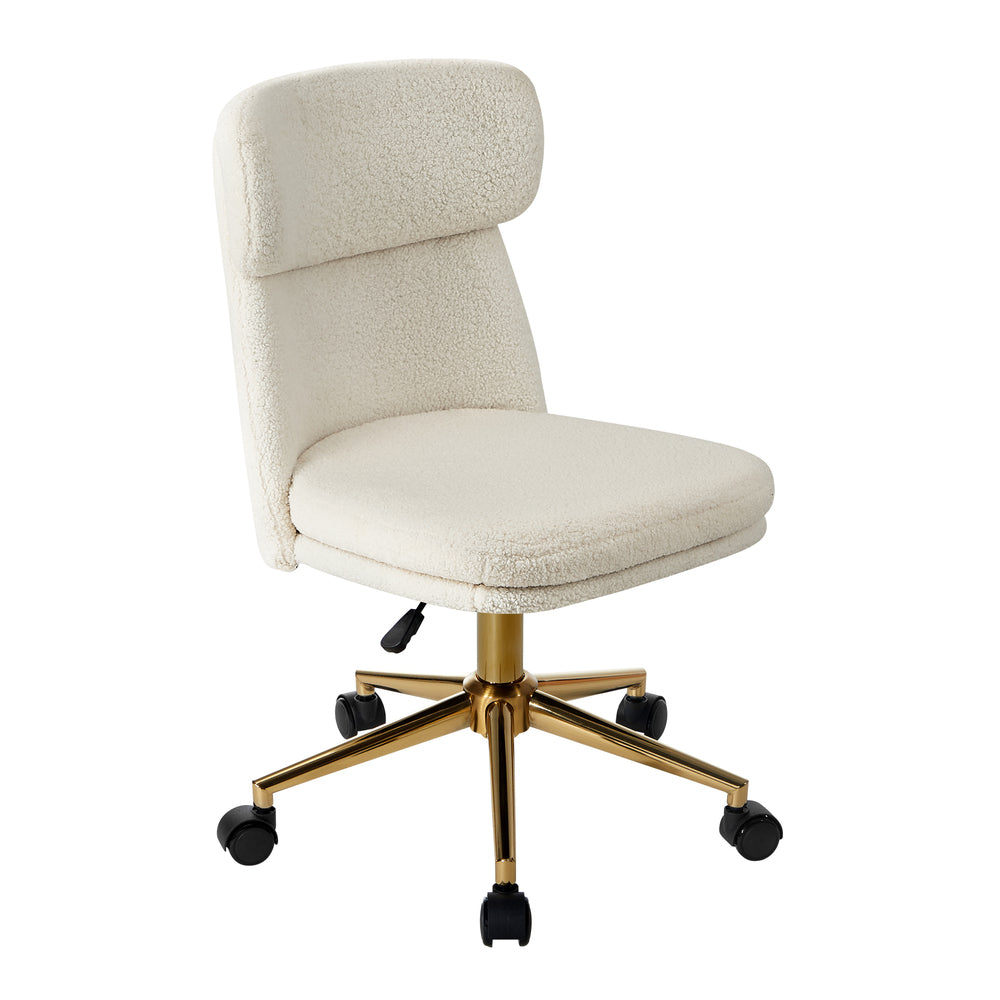 Armless Office Chair Mid Back Computer Chair Wheels White
