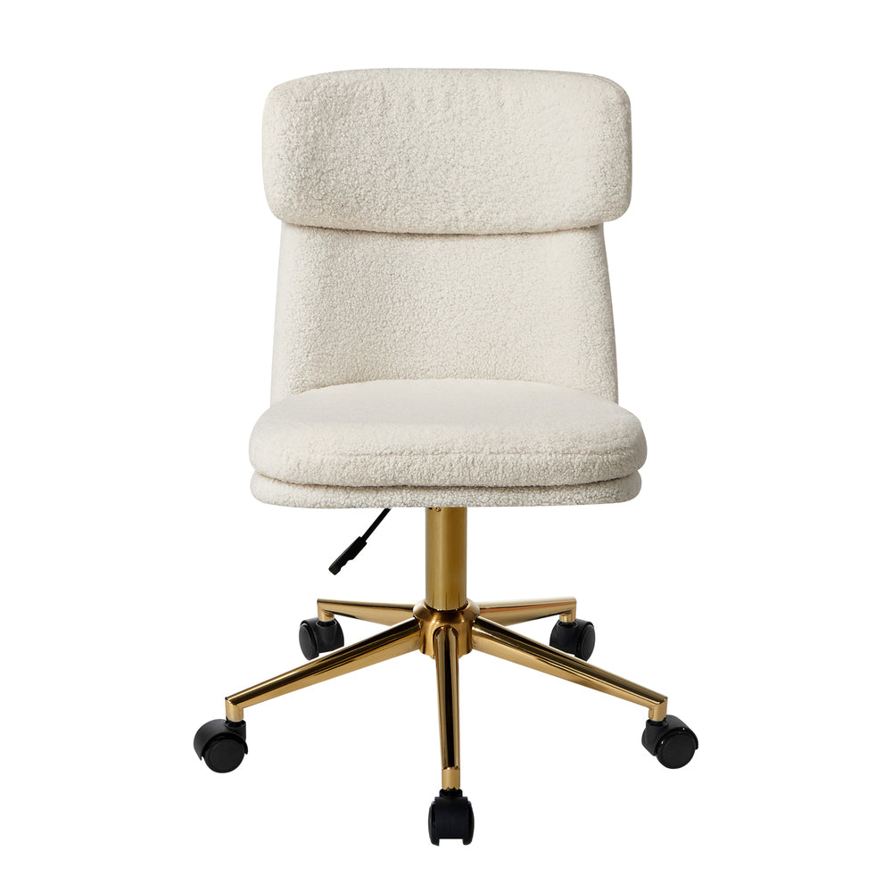 Armless Office Chair Mid Back Computer Chair Wheels White