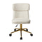 Armless Office Chair Mid Back Computer Chair Wheels White