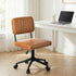 Mid Back Office Chair Swivel Computer Seat Leather Brown