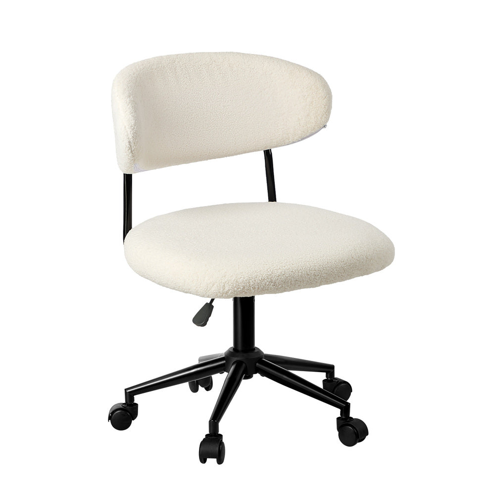 Armless Office Chair Mid Back Wide Swivel Desk Chair White