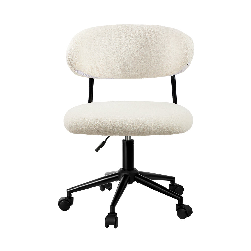Armless Office Chair Mid Back Wide Swivel Desk Chair White