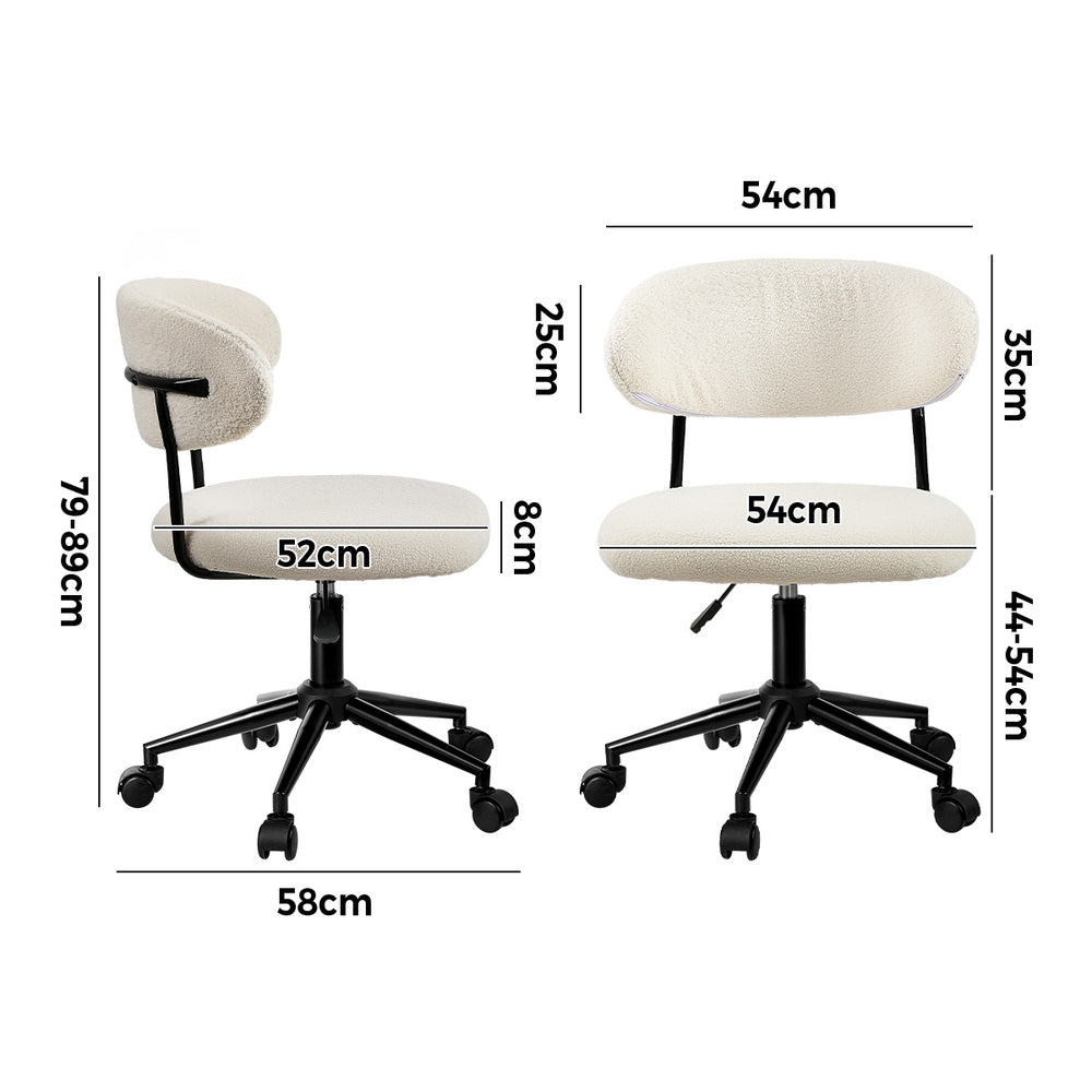 Armless Office Chair Mid Back Wide Swivel Desk Chair White