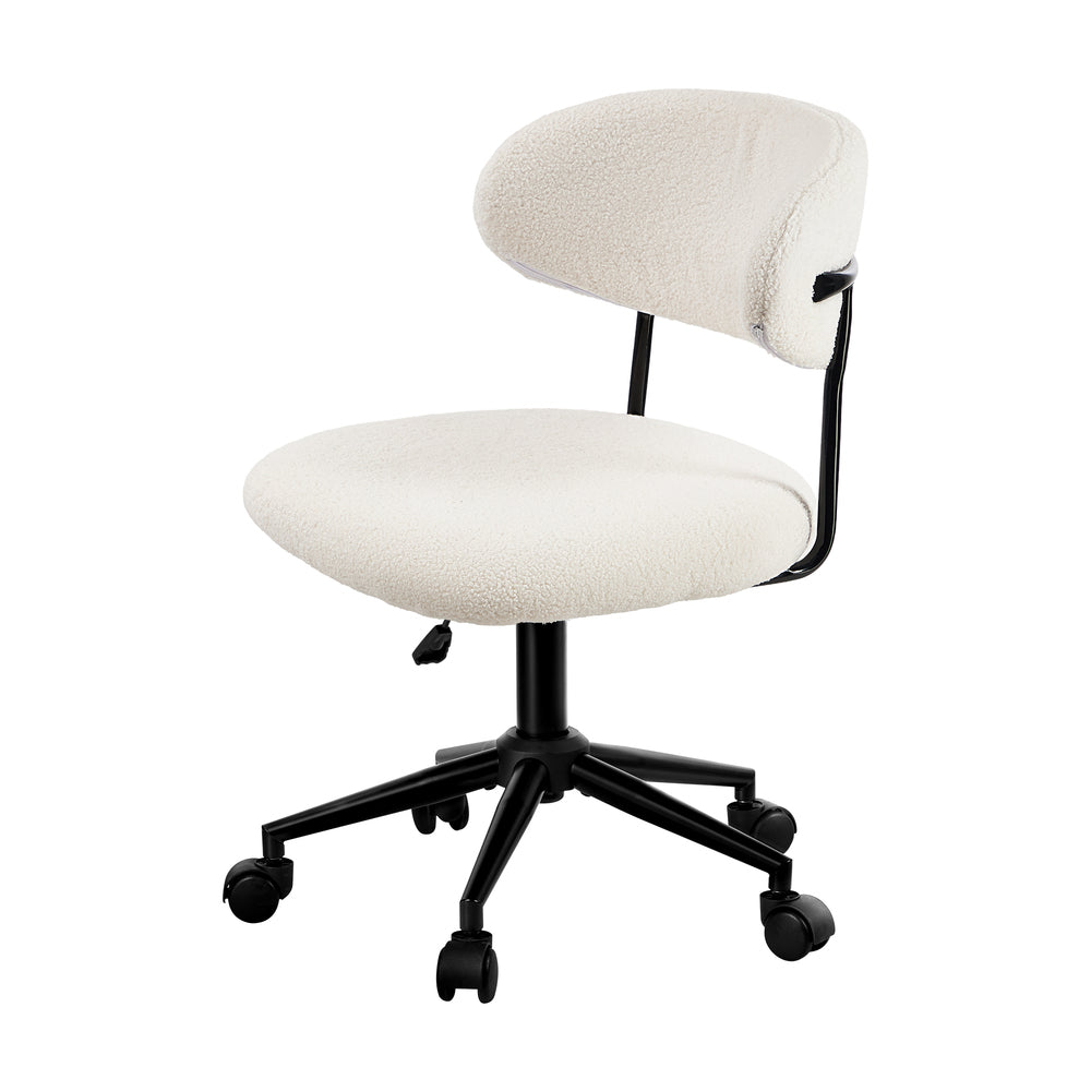 Armless Office Chair Mid Back Wide Swivel Desk Chair White