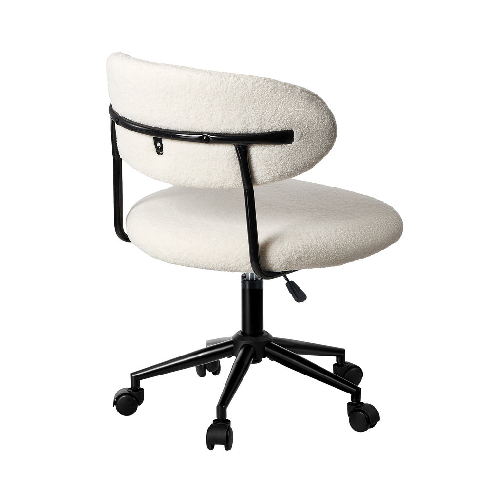Armless Office Chair Mid Back Wide Swivel Desk Chair White