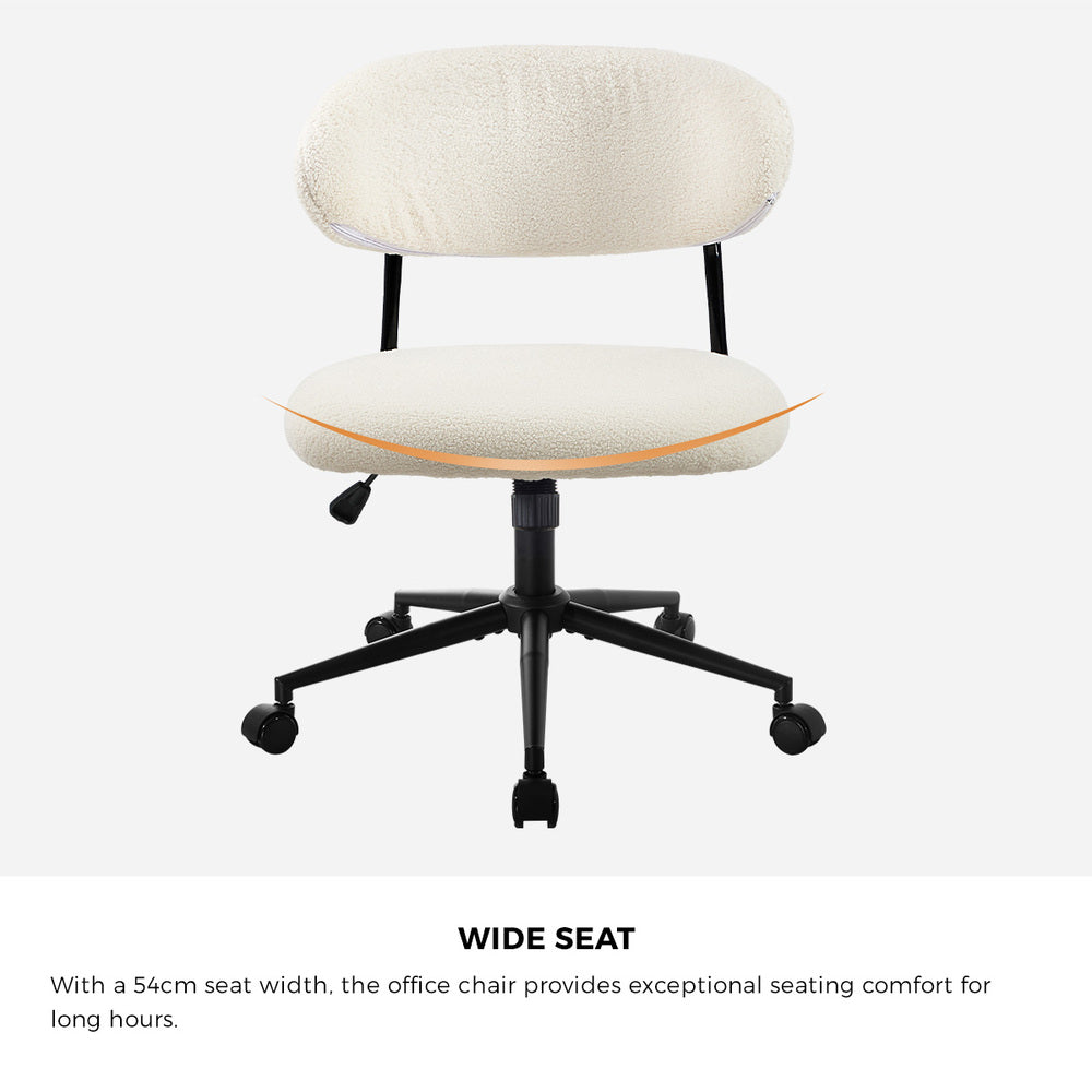 Armless Office Chair Mid Back Wide Swivel Desk Chair White