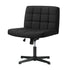 Mid Back Office Chair Wide Seat Leather Black No Wheels