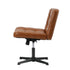 Mid Back Office Chair Wide Seat Leather Brown No Wheels