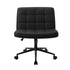Mid Back Office Chair Wide Seat PU Leather Black w/Wheels