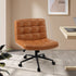 Mid Back Office Chair Wide Seat PU Leather Brown w/Wheels