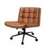 Mid Back Office Chair Wide Seat PU Leather Brown w/Wheels