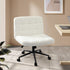 Office Chair Wide Seat Boucle White with Wheels