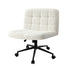 Office Chair Wide Seat Boucle White with Wheels
