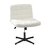 Mid Back Office Chair Wide Seat Boucle White No Wheels