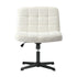 Mid Back Office Chair Wide Seat Boucle White No Wheels