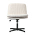 Office Chair Wide Seat Linen Beige No Wheels