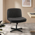 Armless Office Chair Wide Seat Linen Charcoal No Wheels