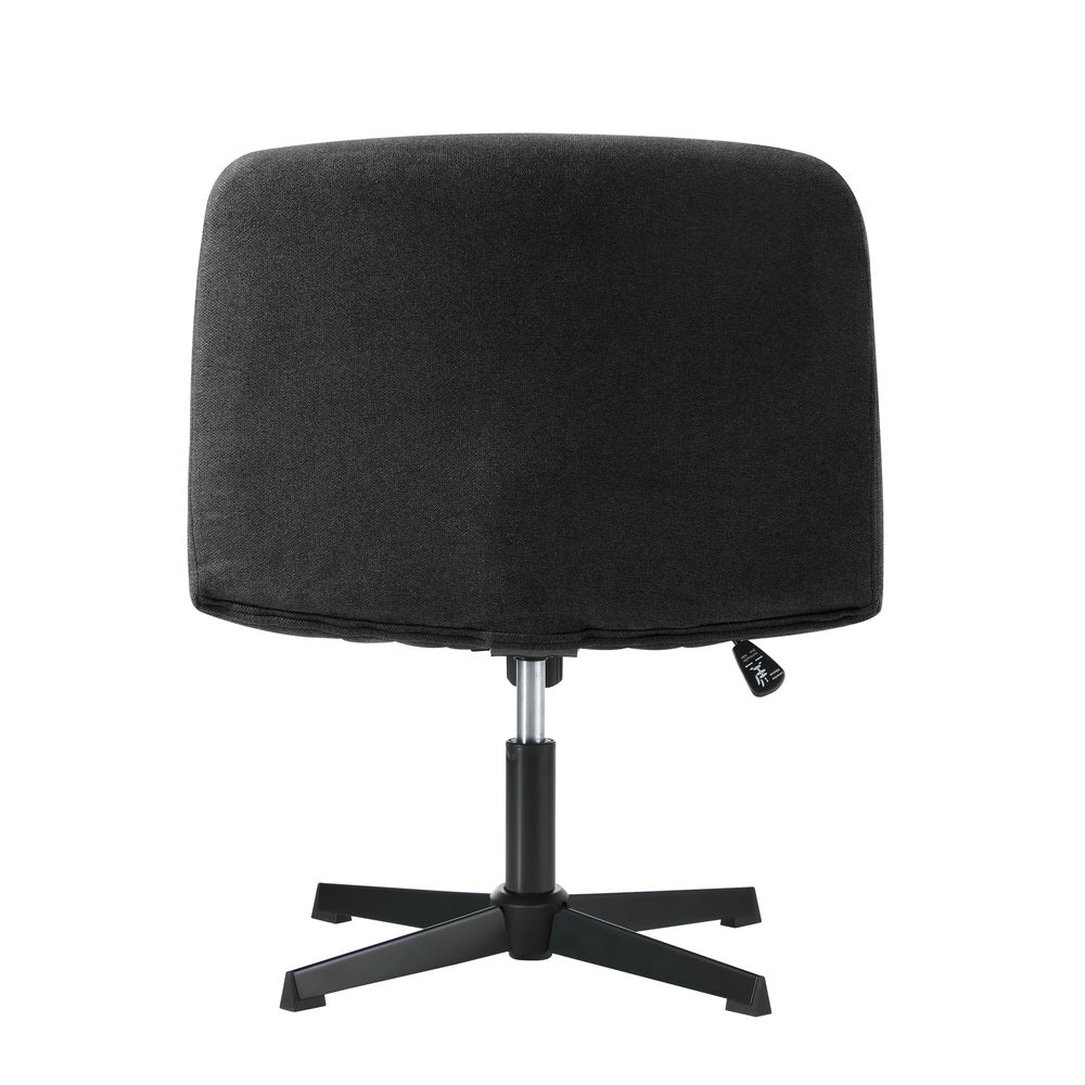 Armless Office Chair Wide Seat Linen Charcoal No Wheels
