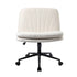 Armless Office Chair Wide Seat Linen with Wheels Beige
