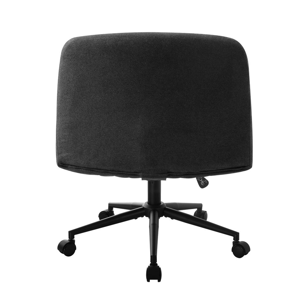 Armless Office Chair Wide Seat Linen with Wheels Charcoal