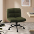 Armless Office Chair Wide Seat with Wheels Boucle Green