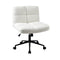 Armless Office Chair Wide Seat with Wheels Boucle White