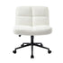 Armless Office Chair Wide Seat with Wheels Boucle White