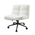 Armless Office Chair Wide Seat with Wheels Boucle White