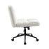 Armless Office Chair Wide Seat with Wheels Boucle White