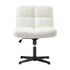 Armless Office Chair Wide Seat No Wheels Boucle White