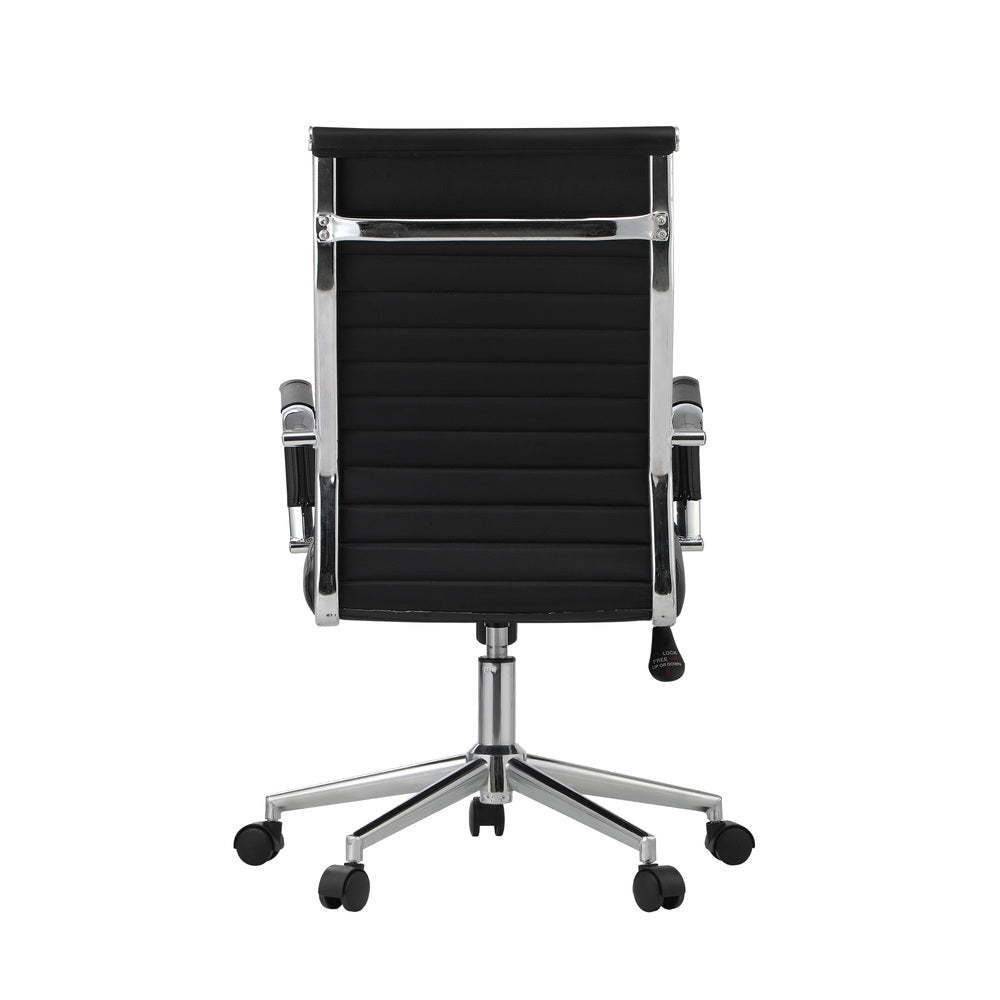 Swivel Office Chair High Back Leather Black