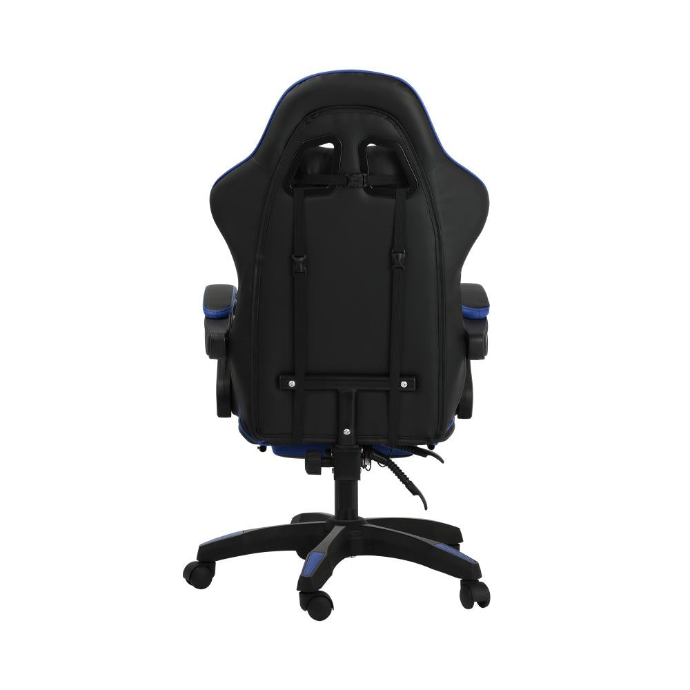 Gaming Chair with Footrest and Massage Pillow Black&Blue