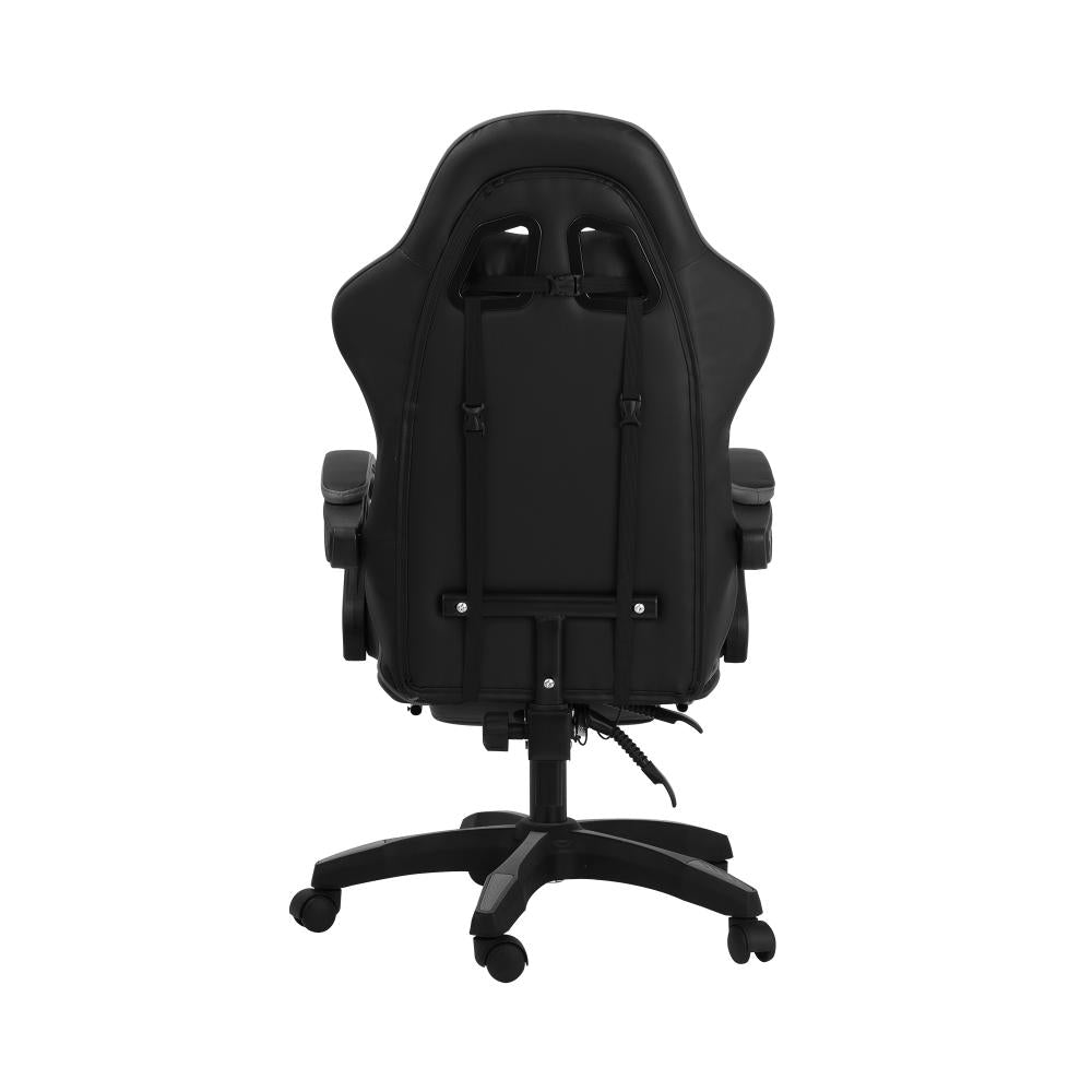 Gaming Chair with Footrest and Massage Pillow Black&Grey