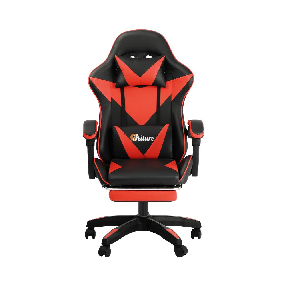 Gaming Chair with Footrest and Massage Pillow Black&Red