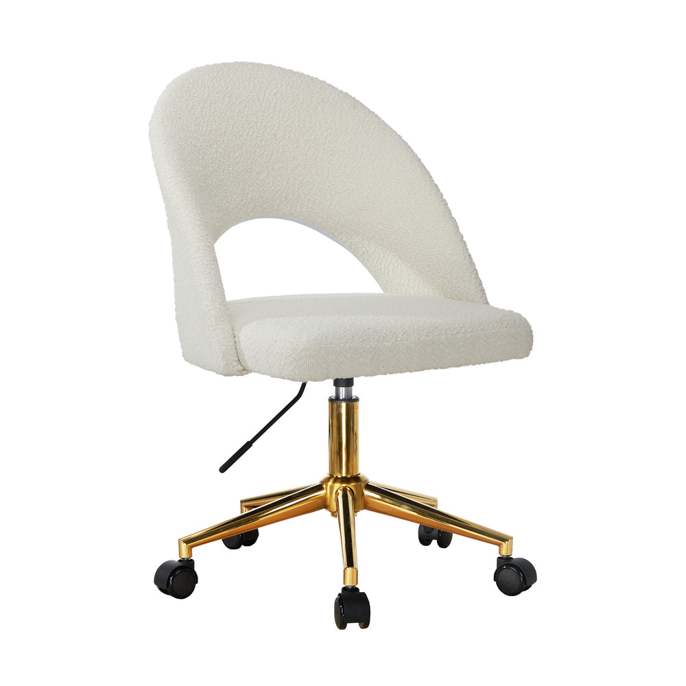 Hollow Armless Home Office Chair Boucle White&Gold