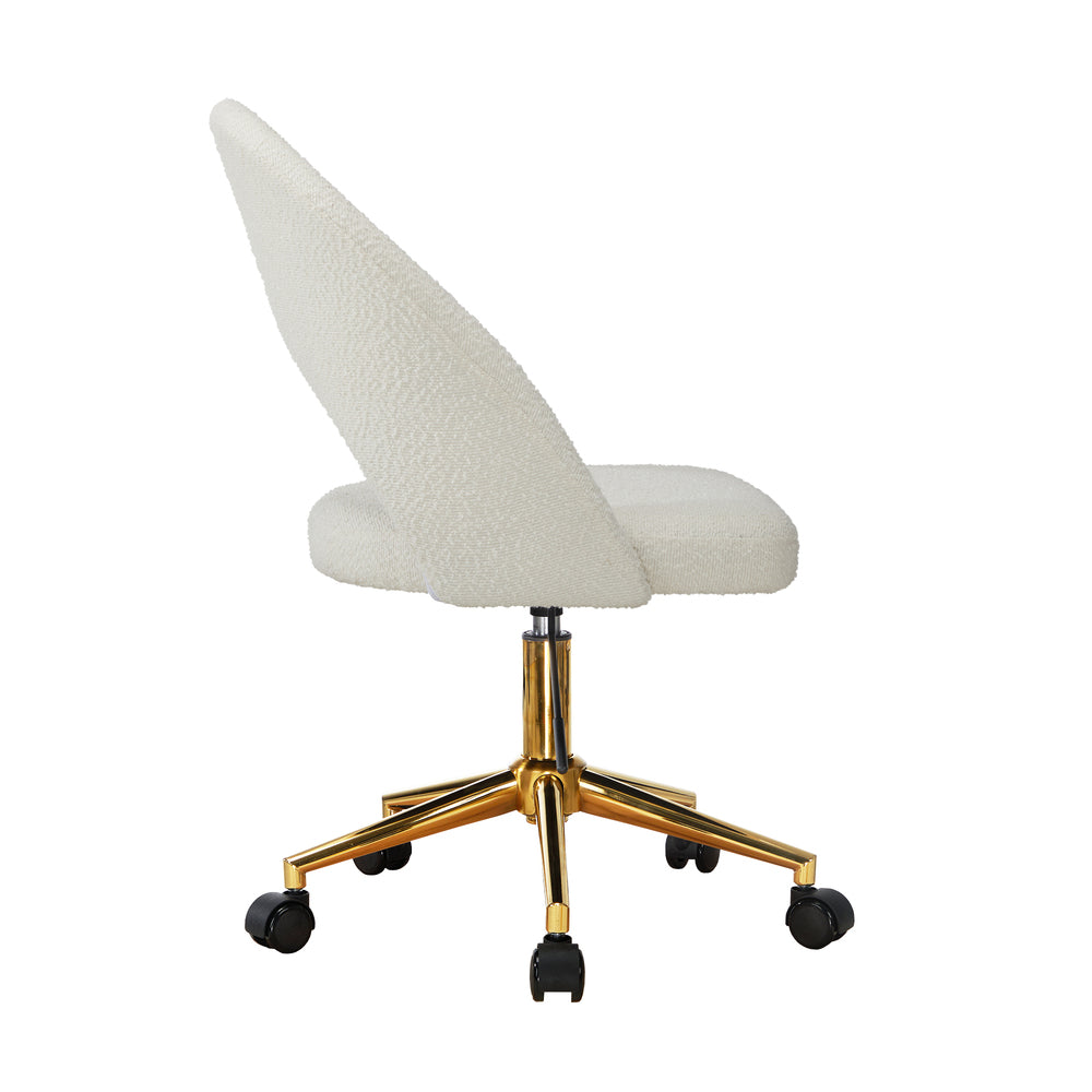 Hollow Armless Home Office Chair Boucle White&Gold
