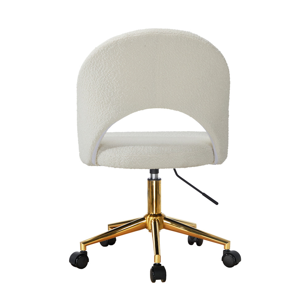 Hollow Armless Home Office Chair Boucle White&Gold