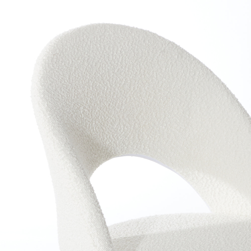 Hollow Armless Home Office Chair Boucle White&Gold