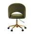 Oikiture High Back Hollow Armless Office Chair Boucle Green&Gold