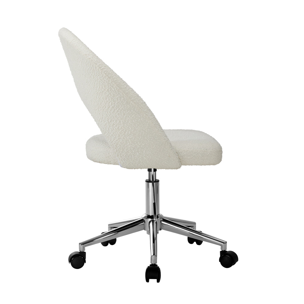 Hollow Armless Home Office Chair Boucle White&Silver