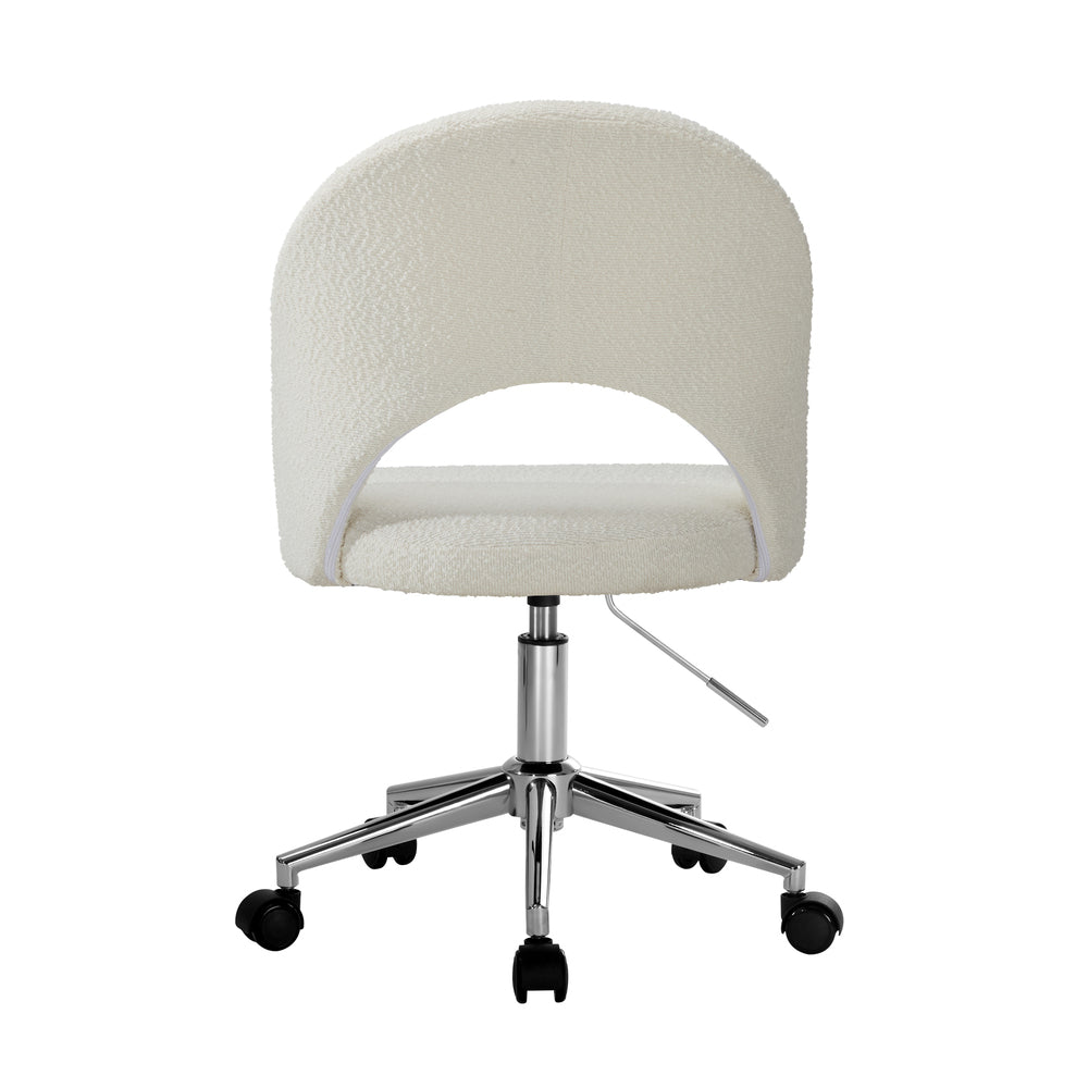 Hollow Armless Home Office Chair Boucle White&Silver