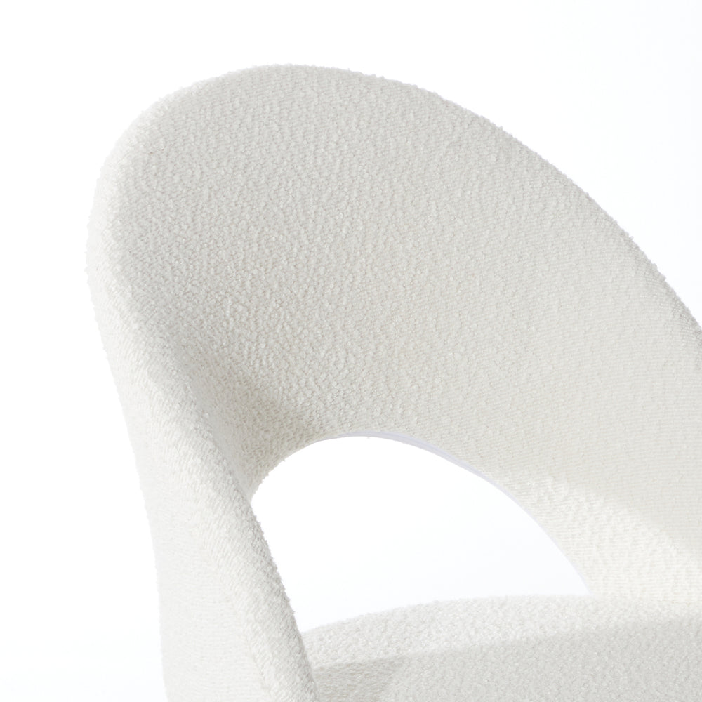 Hollow Armless Home Office Chair Boucle White&Silver