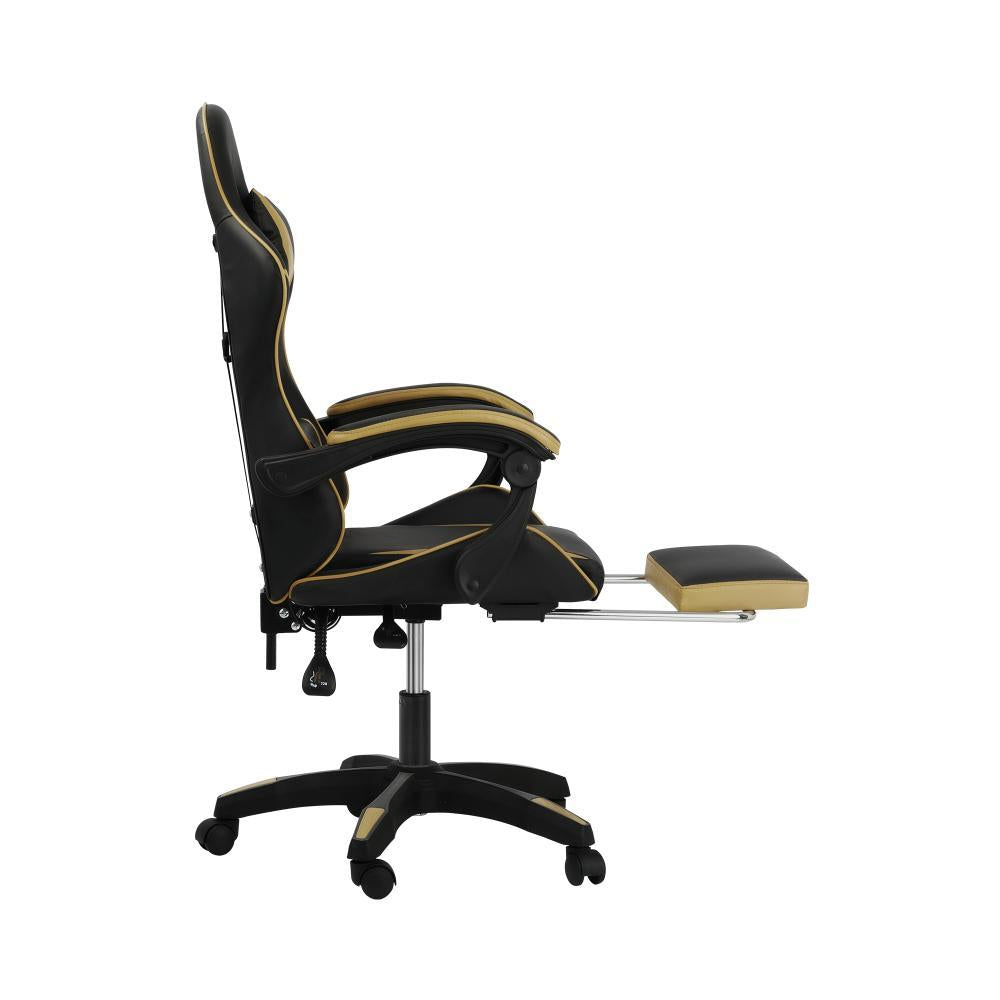 Massage Gaming Chair Adjustable Black&Gold