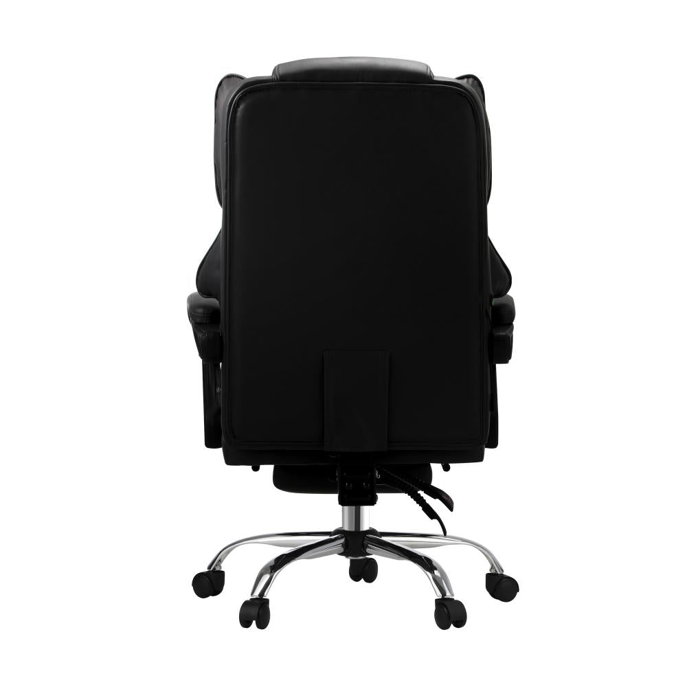 Massage Office Chair PU Footrest Black