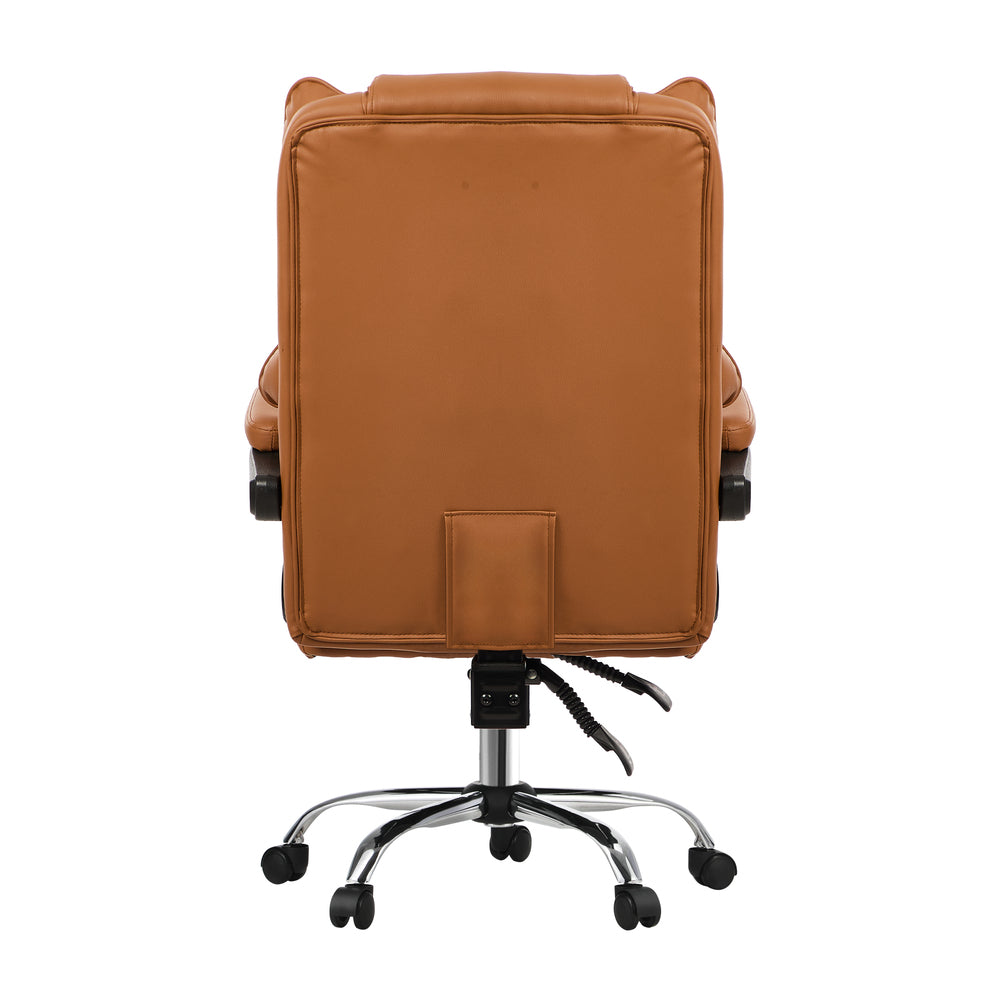 Gaming Office Chair Massage PU Leather Adjustable Brown