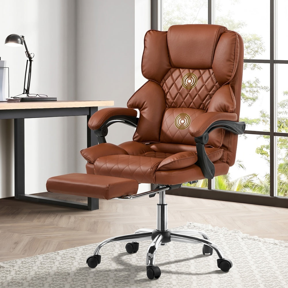 Massage Office Chair Recliner PU Chocolate