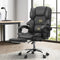 Oikiture Massage Office Chair PU Leather Reclining Footrest Grey