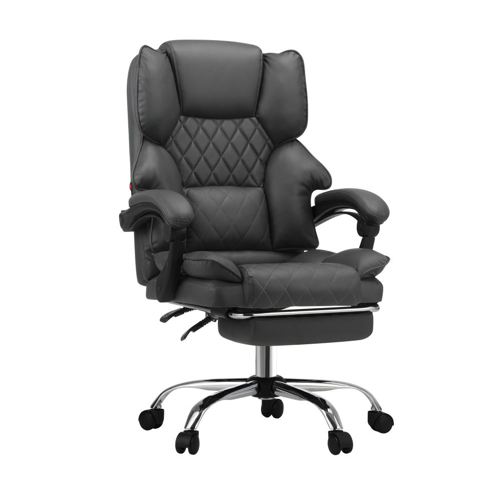 Massage Office Chair PU Footrest Grey