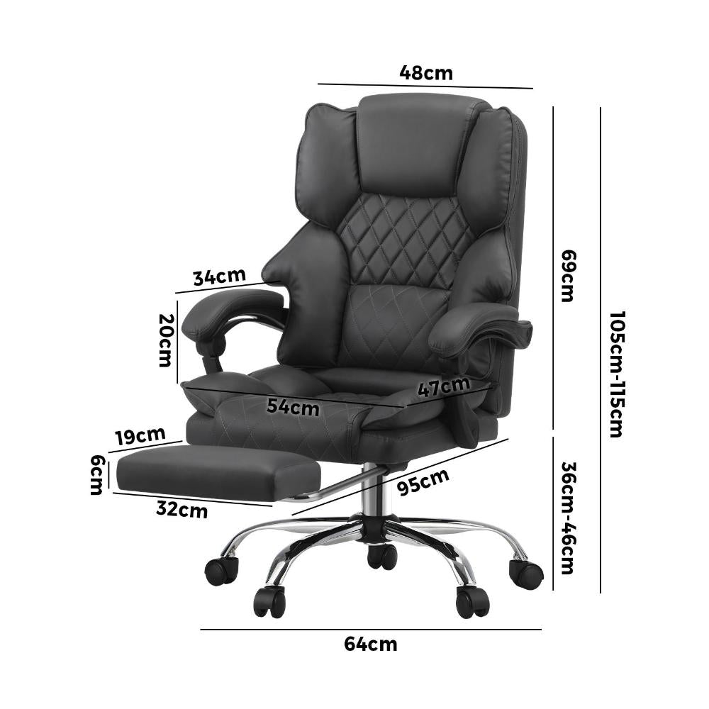 Massage Office Chair PU Footrest Grey