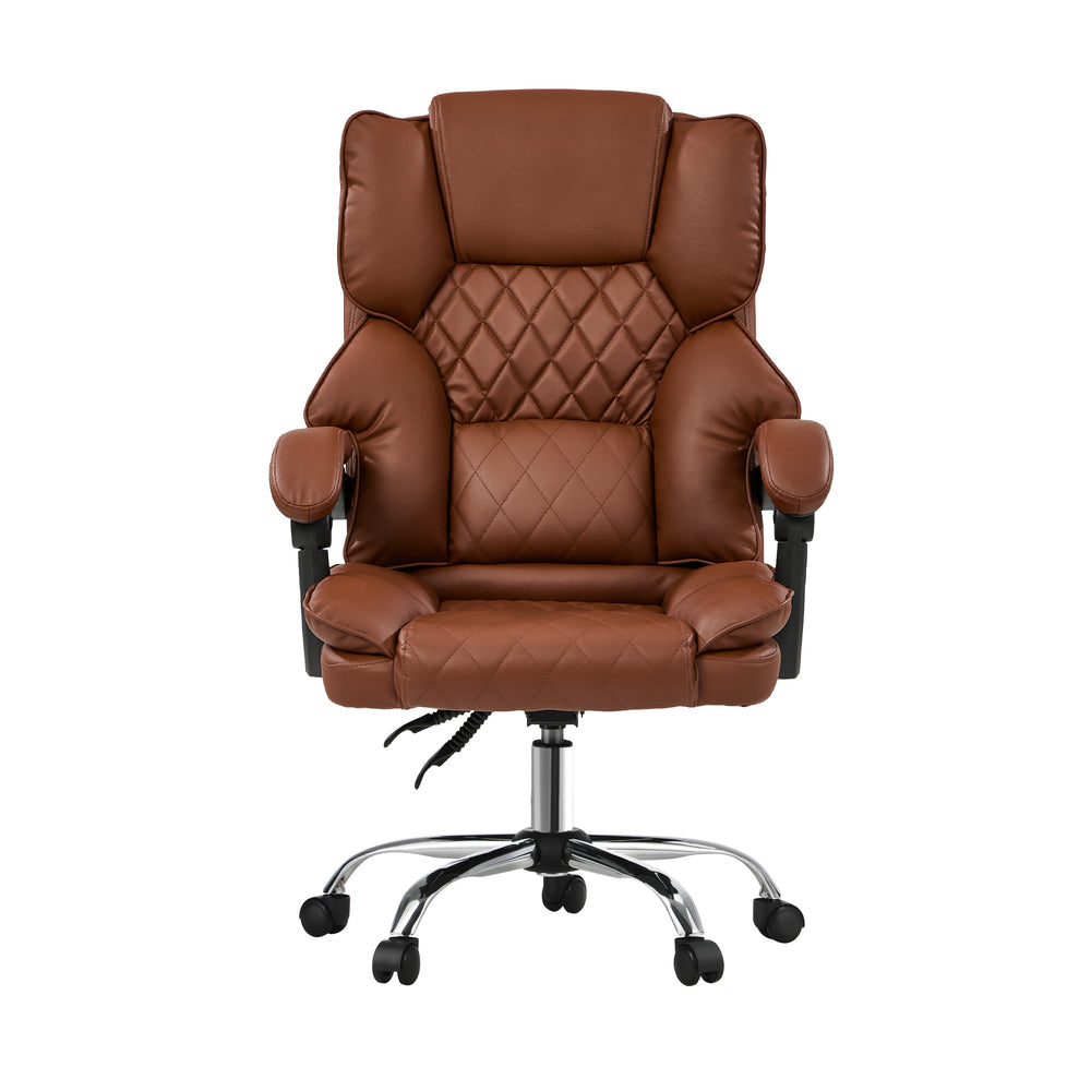 Massage Office Chair Computer Racer PU Leather Chocolate